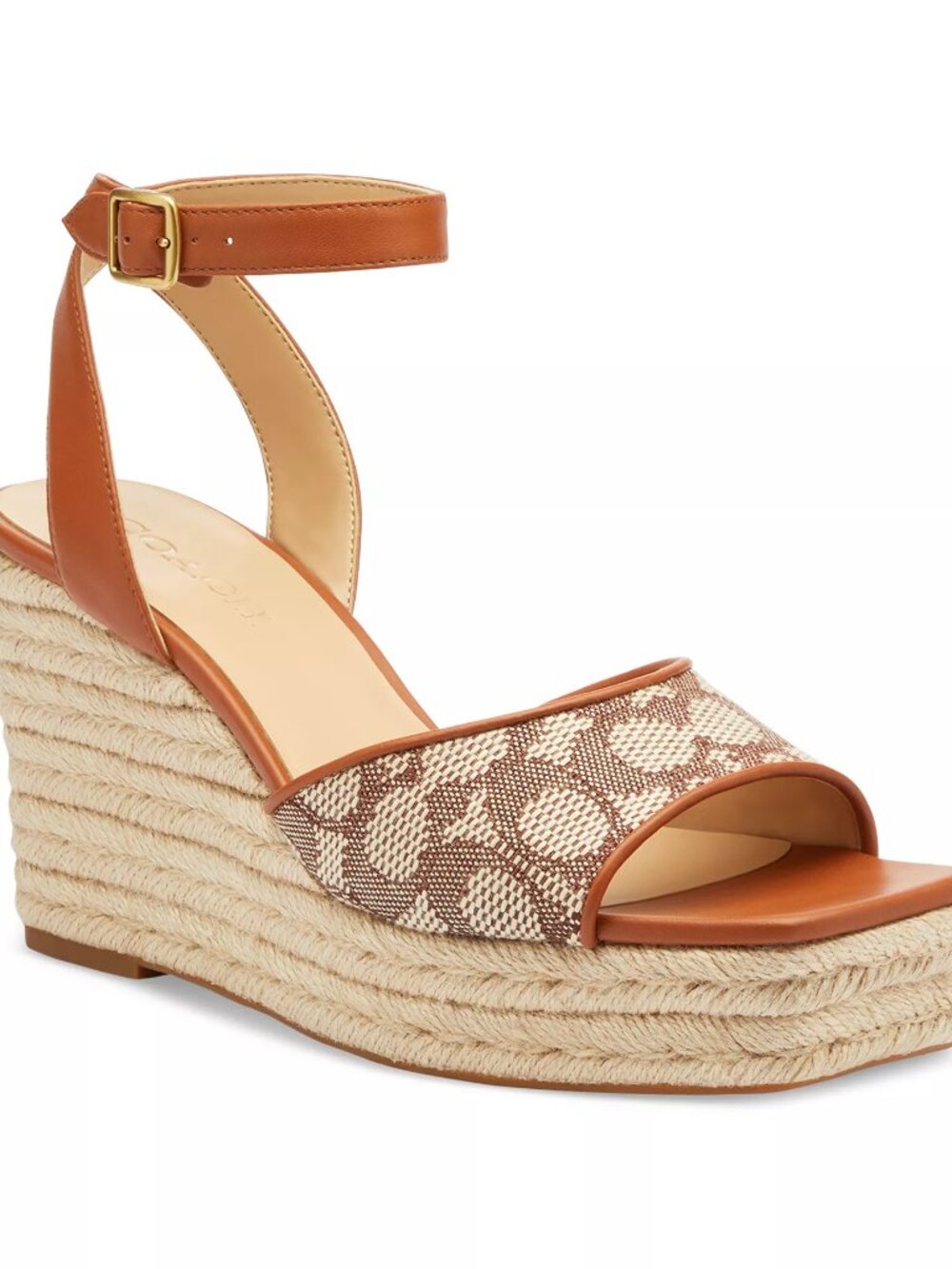 COACH Signature Textile Jacquard Espadrille Wedges In Cocoa/Burnished Amber 7B